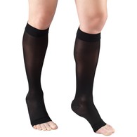 Truform 1772BL-L Sheer Knee-High Stockings - Open Toe - 15-20 mmHg - Black - Large