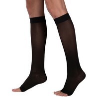 Truform 1772BL-XL Sheer Knee-High Stockings - Open Toe - 15-20 mmHg - Black - Extra Large