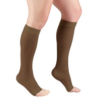 Truform 1772ES-L Sheer Knee-High Stockings - Open Toe - 15-20 mmHg - Espresso - Large