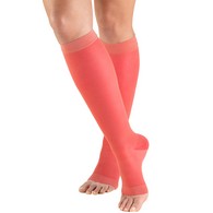 Truform 1772PK-S Sheer Knee-High Stockings - Open Toe - 15-20 mmHg - Pink - Small