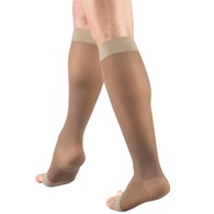Truform 1772TP-3L Sheer Knee-High Stockings - Open Toe - 15-20 mmHg - Taupe - 3XL