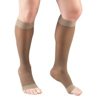 Truform 1772TP-L Sheer Knee-High Stockings - Open Toe - 15-20 mmHg - Taupe - Large