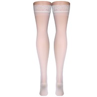 Truform 1774WH-XL Sheer Thigh-High Stockings - 15-20 mmHg - White - Extra Large