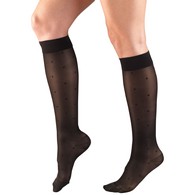 Truform 1782BL-L Sheer Knee-High Stockings - Dot Pattern - 15-20 mmHg - Black - Large