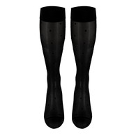 Truform 1782BL-L Sheer Knee-High Stockings - Dot Pattern - 15-20 mmHg - Black - Large