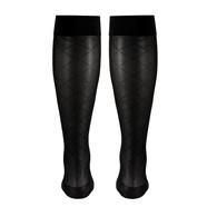 Truform 1783BL-M Sheer Knee-High Stockings - Diamond Pattern - 15-20 mmHg - Black - Medium