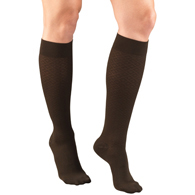 Truform 1976 Women's Diamond Pattern Trouser Socks - Knee High - 15-20 mmHg - XL - Brown