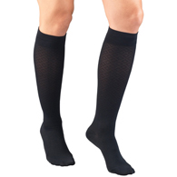 Truform 1976 Women's Diamond Pattern Trouser Socks - Knee High - 15-20 mmHg - LGE - Navy