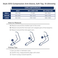 Truform 3315 Lymphedema Compression Arm Sleeve - Soft Top - 15-20 mmHg