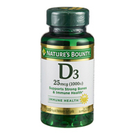 Nature's Bounty US Nutrition 07431215605-Nature's Bounty Vitamin D-3 Supplement, Vitamins & Minerals (BT/100)