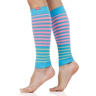 VIM & VIGR Falling Stripe Turquoise & Pink Nylon Compression Leg Sleeves - 15-20 mmHg