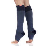VIM & VIGR Heathered Collection Navy Cotton Open-Toe Compression Socks - 20-30 mmHg