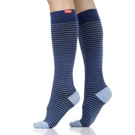 VIM & VIGR Pinstripe Navy & Light Blue Cotton Compression Socks