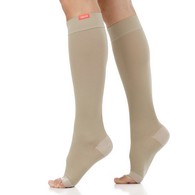 VIM & VIGR Solid Color Moisture-Wicking Nylon Open-Toe Compression Socks - Cashew & Blue Colors