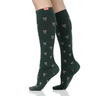 VIM & VIGR Petite Bows Hunter & Carnation Merino Wool Socks - 20-30 mmHg - S/M